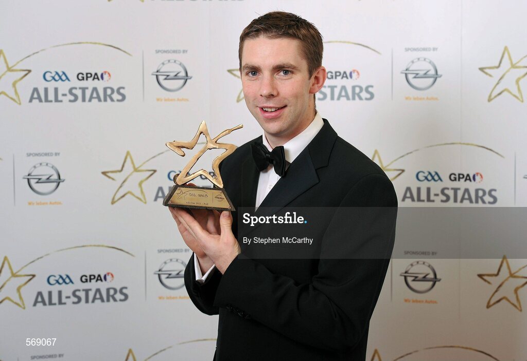 21 October 2011; Marc O Sé, with his GAA GPA All-Star Football award at the GAA GPA All-Star Awards 2011 sponsored by Opel. National Convention Centre, Dublin. Picture credit: Stephen McCarthy / SPORTSFILE