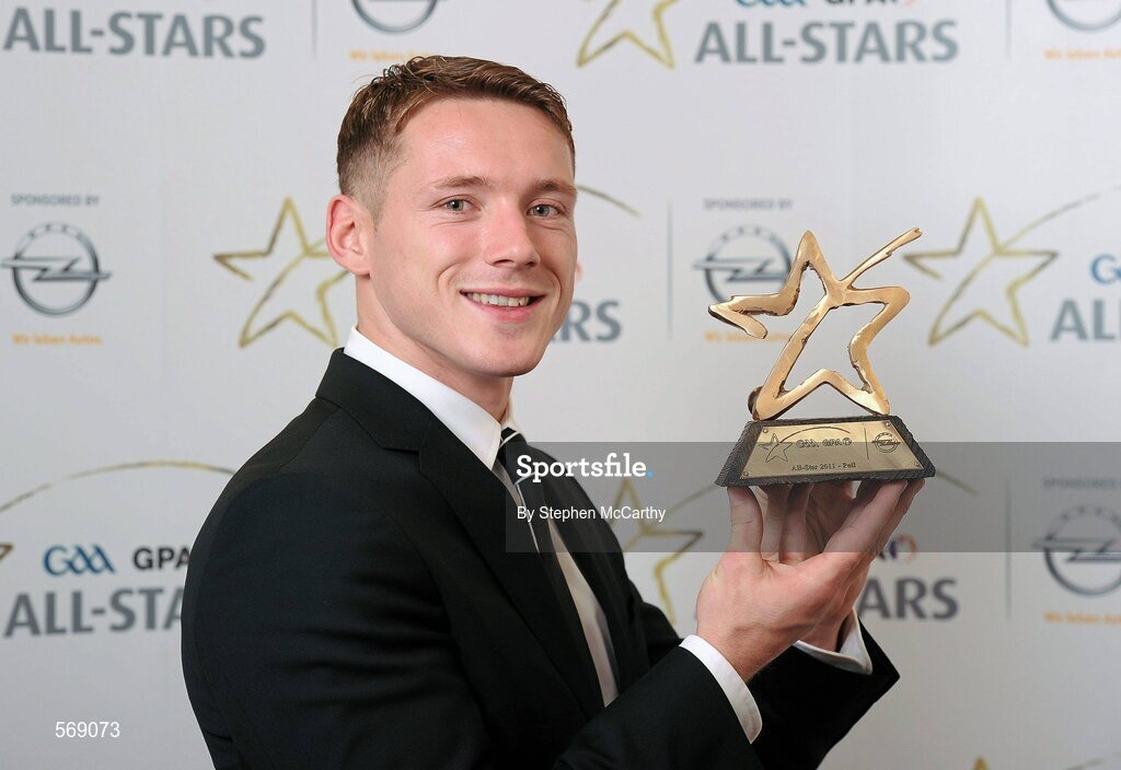 21 October 2011; Paul Flynn, Dublin, with his GAA GPA All-Star Football award at the GAA GPA All-Star Awards 2011 sponsored by Opel. National Convention Centre, Dublin. Picture credit: Stephen McCarthy / SPORTSFILE