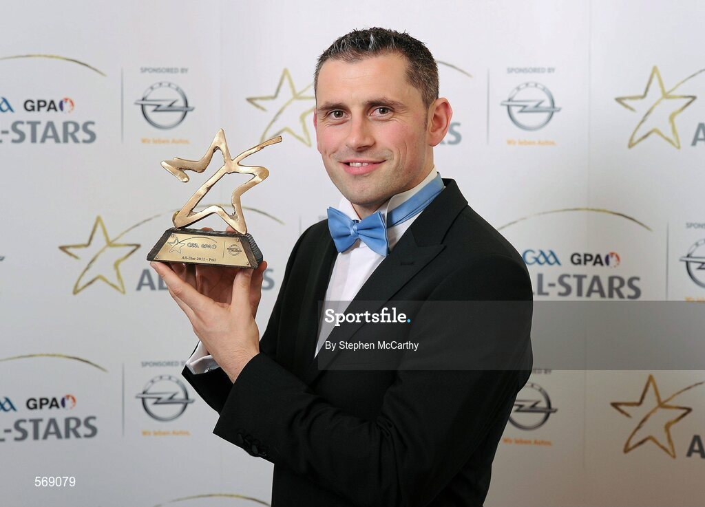 21 October 2011; Alan Brogan, Dublin, with his GAA GPA All-Star Football award at the GAA GPA All-Star Awards 2011 sponsored by Opel. National Convention Centre, Dublin. Picture credit: Stephen McCarthy / SPORTSFILE