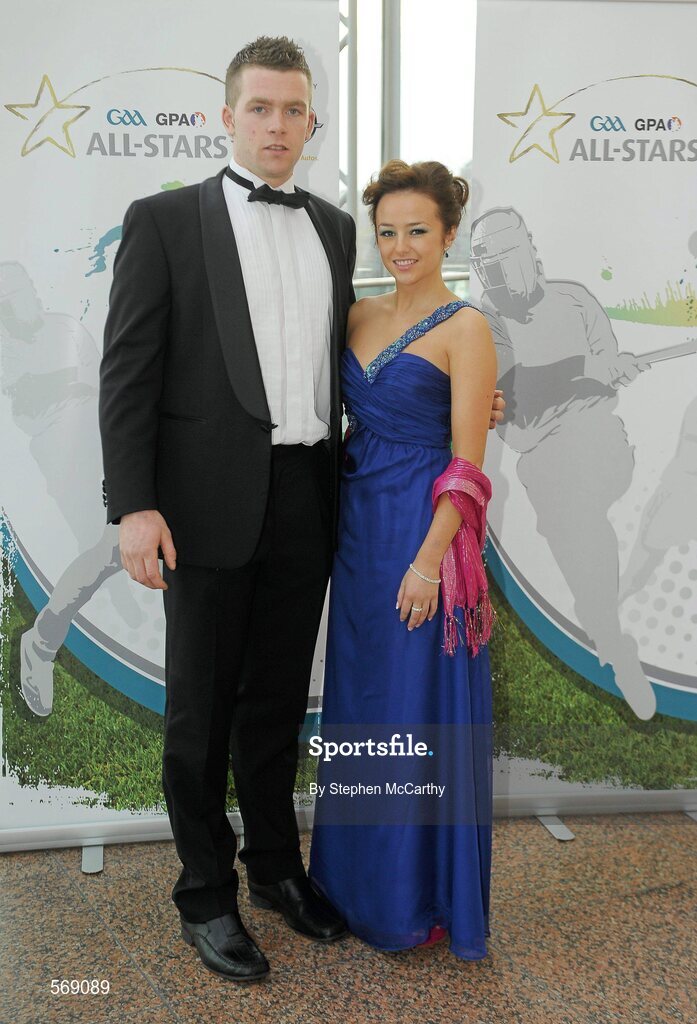 21 October 2011; Tipperary hurler Padraic Maher and Laura Hannah Grfiiths, in attendance at the GAA GPA All-Star Awards 2011 sponsored by Opel. National Convention Centre, Dublin. Picture credit: Stephen McCarthy / SPORTSFILE