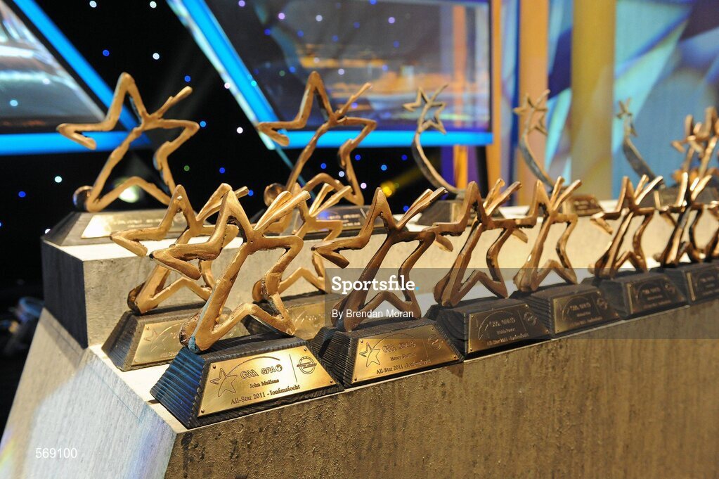 21 October 2011; A general view of the awards on the stage at the GAA GPA All-Star Awards 2011 sponsored by Opel. National Convention Centre, Dublin. Picture credit: Brendan Moran / SPORTSFILE