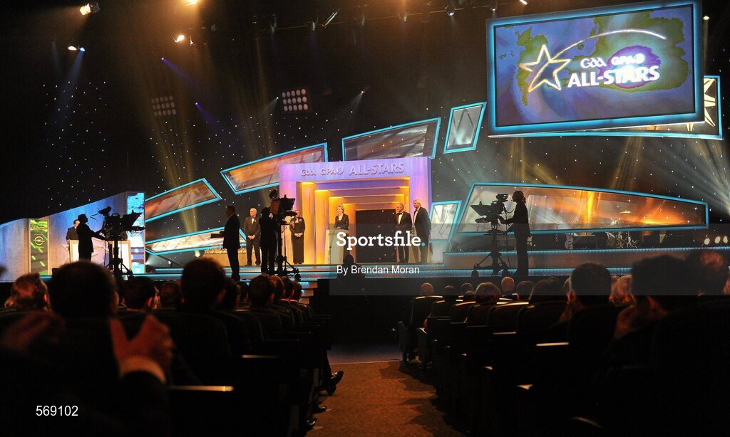 21 October 2011; President Mary McAleese speaking at the GAA GPA All-Star Awards 2011 sponsored by Opel. National Convention Centre, Dublin. Picture credit: Brendan Moran / SPORTSFILE