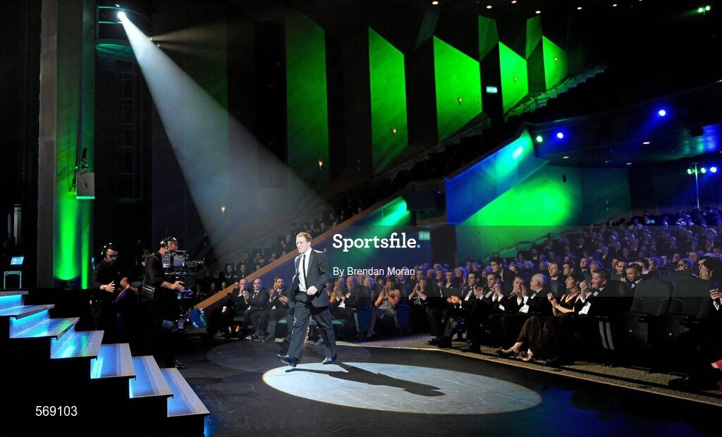 21 October 2011; Kerry footballer Darran O'Sullivan walks up to collect his award at the GAA GPA All-Star Awards 2011 sponsored by Opel. National Convention Centre, Dublin. Picture credit: Brendan Moran / SPORTSFILE