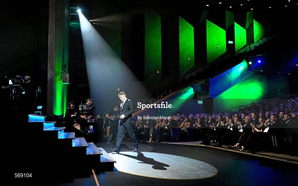 21 October 2011; Dublin footballer Paul Flynn walks up to receive his award at the GAA GPA All-Star Awards 2011 sponsored by Opel. National Convention Centre, Dublin. Picture credit: Brendan Moran / SPORTSFILE