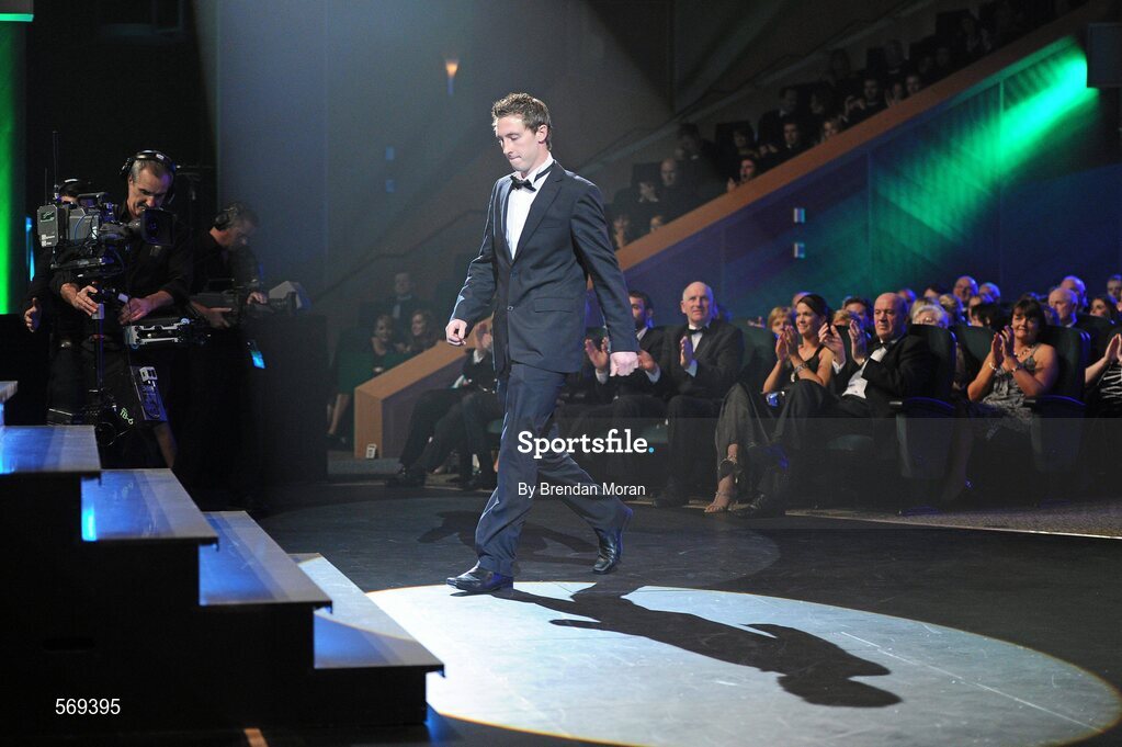 21 October 2011; Dublin footballer Kevin Nolan walks up to receive his award at the GAA GPA All-Star Awards 2011 sponsored by Opel. National Convention Centre, Dublin. Picture credit: Brendan Moran / SPORTSFILE