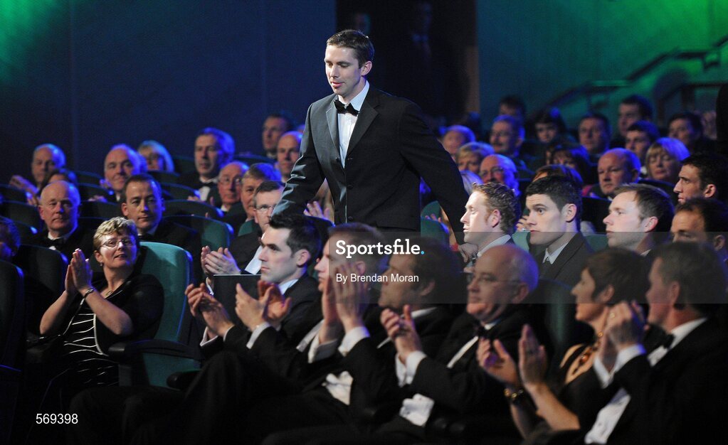 21 October 2011; Kerry footballer Marc O Sé walks up to receive his award at the GAA GPA All-Star Awards 2011 sponsored by Opel. National Convention Centre, Dublin. Picture credit: Brendan Moran / SPORTSFILE