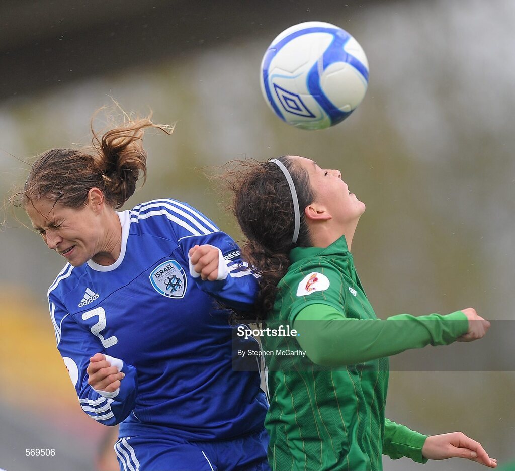 22 October 2011; Fiona O'Sullivan, Republic of Ireland, in action against Michal Ravitz, Israel. UEFA Women's Euro 2013 Qualifier, Republic of Ireland v Israel, Tallaght Stadium, Tallaght, Dublin. Picture credit: Stephen McCarthy / SPORTSFILE