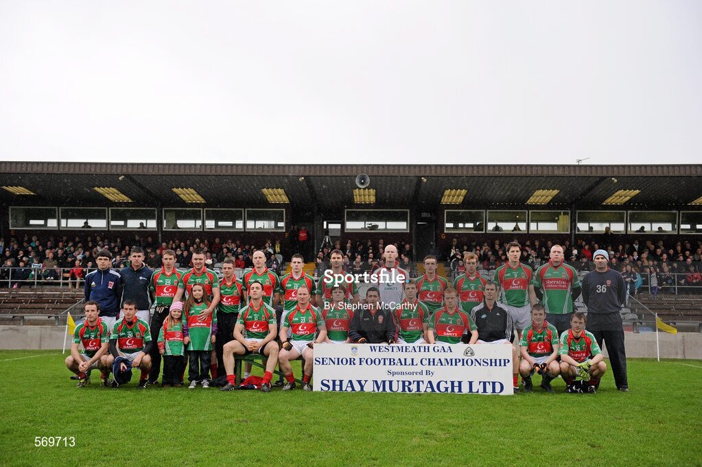 23 October 2011; The Garrycastle squad. Westmeath County Senior Football Championship Final, Garrycastle v Mullingar Shamrocks, Cusack Park, Mullingar, Co. Westmeath. Picture credit: Stephen McCarthy / SPORTSFILE
