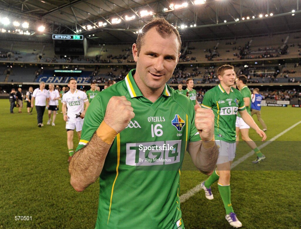 28 October 2011; Ireland's Stephen McDonnell celebrates after the final whistle following his side's 80 points to 36 victory over Australia. International Rules 1st Test, Australia v Ireland, Etihad Stadium, Melbourne, Australia. Picture credit: Ray McManus / SPORTSFILE