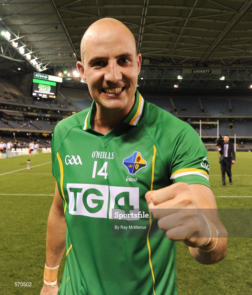 28 October 2011; Ireland's Tadhg Kennelly celebrates after the final whistle following his side's 80 points to 36 victory over Australia. International Rules 1st Test, Australia v Ireland, Etihad Stadium, Melbourne, Australia. Picture credit: Ray McManus / SPORTSFILE