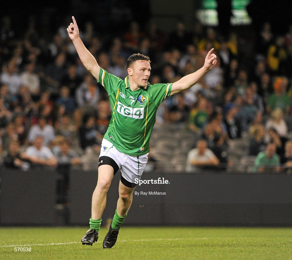 28 October 2011; Leighton Glynn celebrates scoring a goal for Ireland. International Rules 1st Test, Australia v Ireland, Etihad Stadium, Melbourne, Australia. Picture credit: Ray McManus / SPORTSFILE