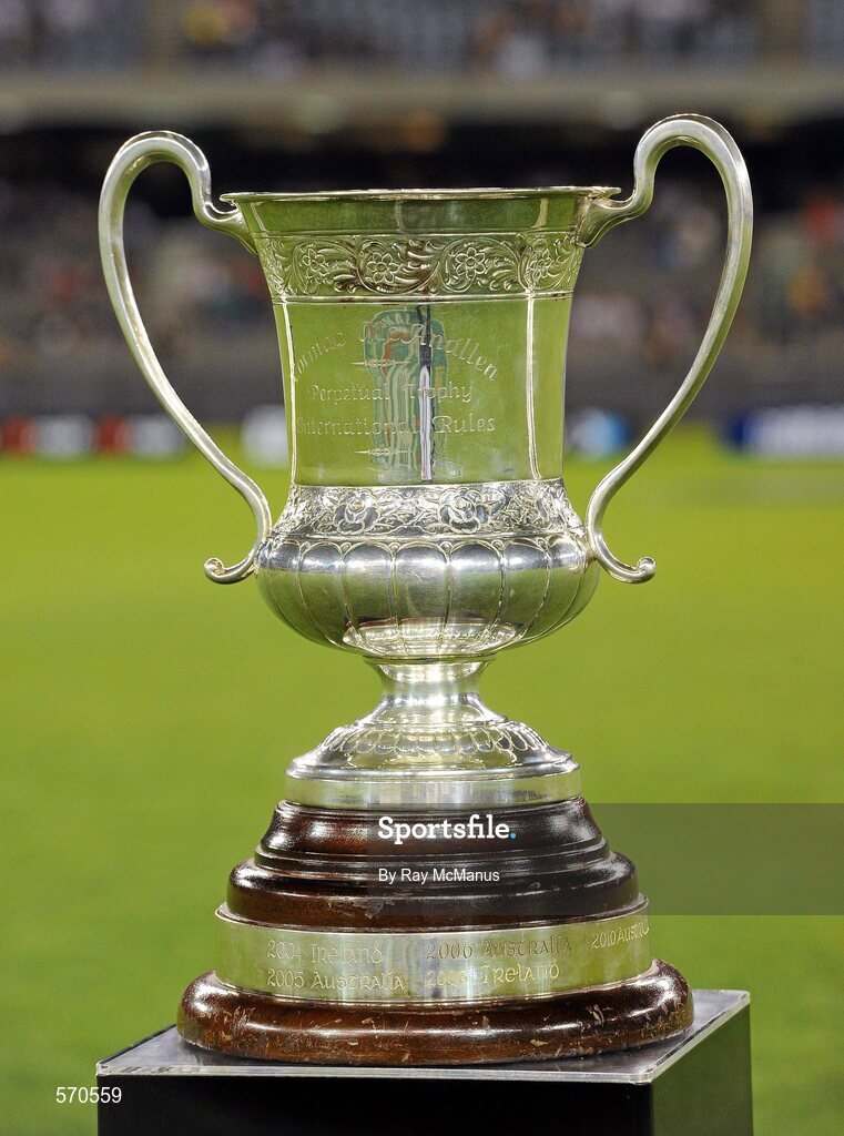 28 October 2011; The Cormac McAnallen Trophy on display before the game. International Rules 1st Test, Australia v Ireland, Etihad Stadium, Melbourne, Australia. Picture credit: Ray McManus / SPORTSFILE