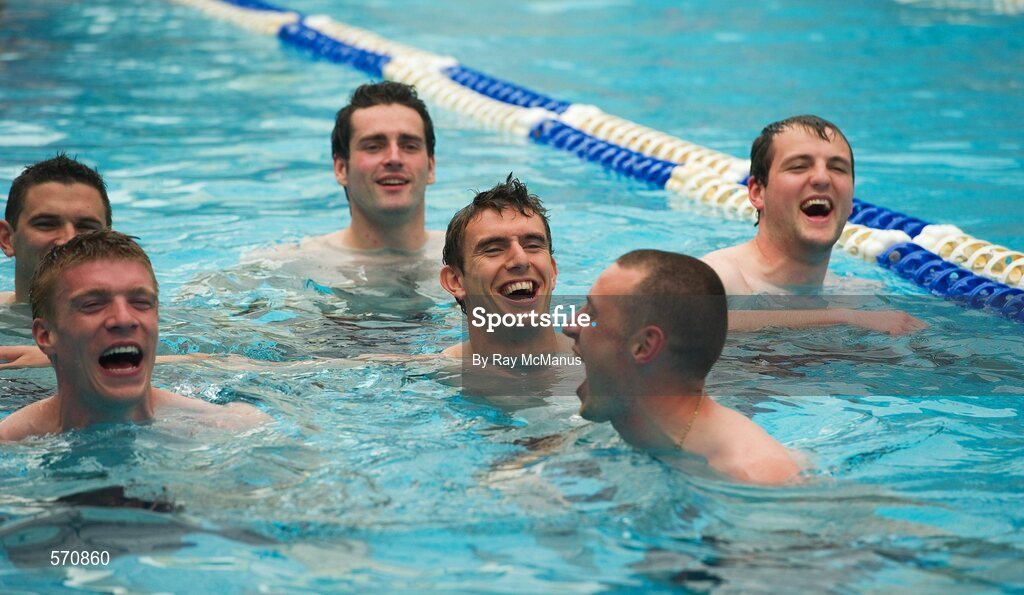 30 October 2011; Members of the Ireland  International Rules Series 2011 team, including Colm Beglay, centre, Michael Murphy, Kieran Donaghy, Tommy Walsh, Eamonn Callaghan and Kevin McKernan, swim during a visit to St Kilda Sea baths, St Kilda, Melbourne Bay, Australia. Picture credit: Ray McManus / SPORTSFILE