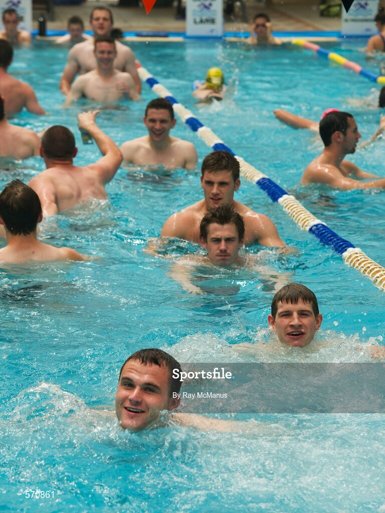 30 October 2011; Members of the Ireland  International Rules Series 2011 team, including Neil McGee and Darren Hughes, swim during a visit to St Kilda Sea baths, St Kilda, Melbourne Bay, Australia. Picture credit: Ray McManus / SPORTSFILE