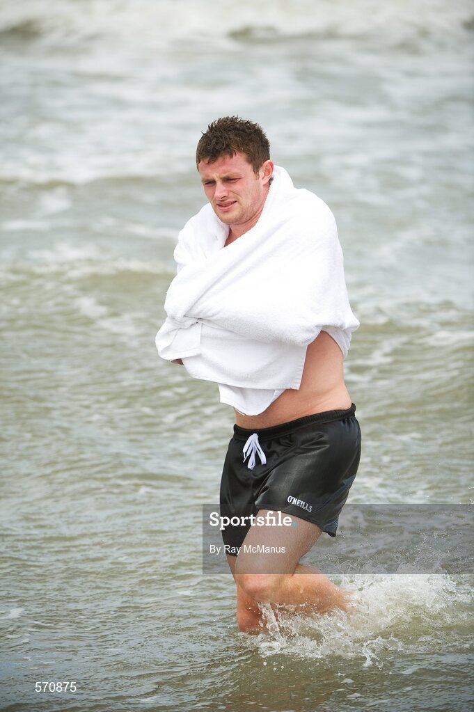 30 October 2011; Members of the Ireland  International Rules Series 2011 team, including Pearce Hanley, splash about St Kilda Beach, Melbourne Bay, Australia. Picture credit: Ray McManus / SPORTSFILE