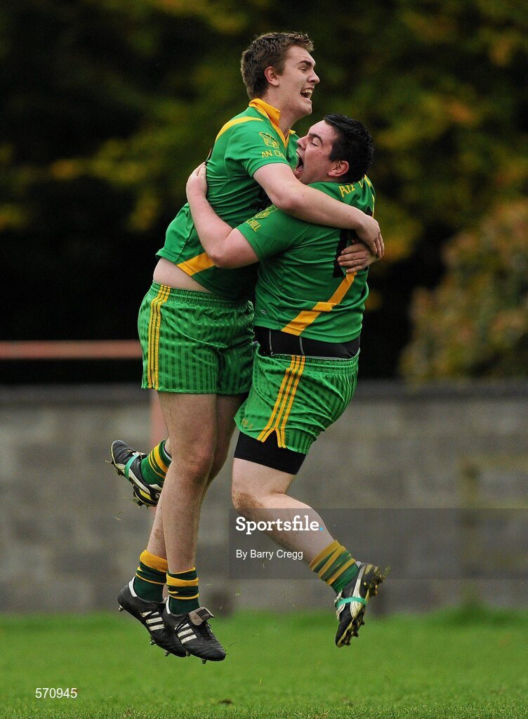 30 October 2011; Kill players Niall Corry, left, and Ross Doyle celebrate victory after the game. Intermediate B Championship Final, Kill v Confey, Naas GAA Ground, Co. Kildare. Picture credit: Barry Cregg / SPORTSFILE
