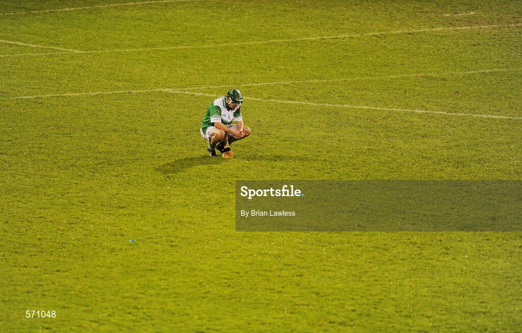 30 October 2011; A dejected Richard Walker, O'Toole's, after the match. Dublin County Senior Huling Championship Final, Ballyboden St Enda's v O'Toole's, Parnell Park, Dublin. Picture credit: Conor O Beolain / SPORTSFILE