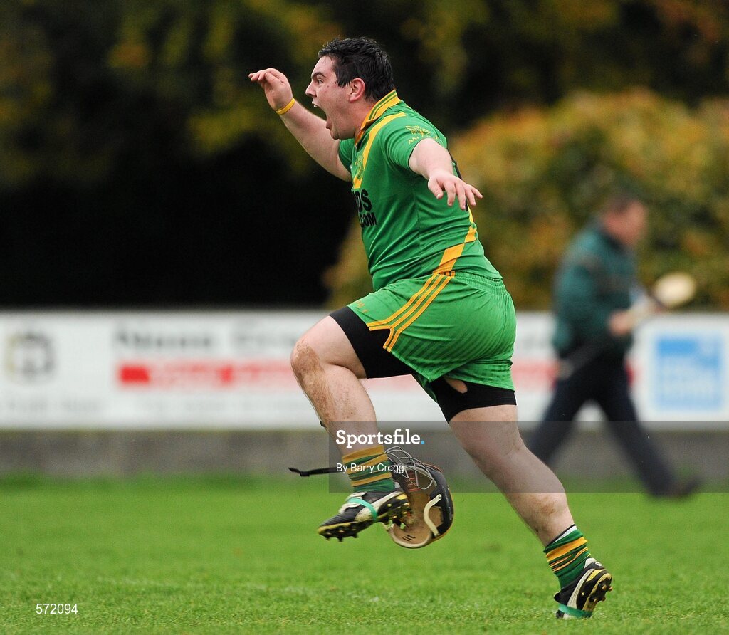 30 October 2011; Ross Doyle, Kill, runs towards his team-mates to celebrate after the final whistle. Intermediate B Championship Final, Kill v Confey, Naas GAA Ground, Co. Kildare. Picture credit: Barry Cregg / SPORTSFILE