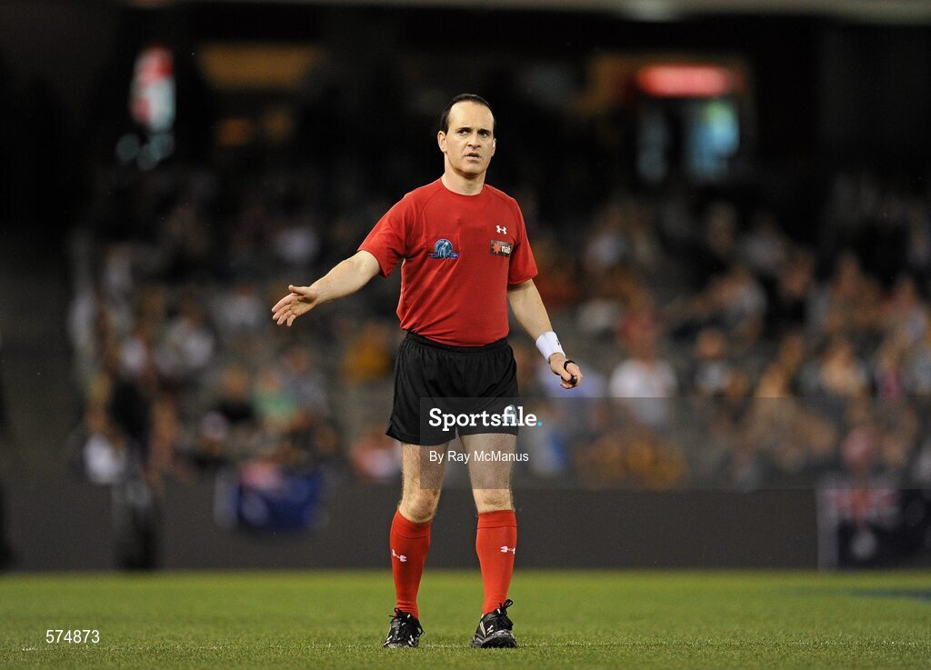 28 October 2011; David McColdrick, referee. International Rules 1st Test, Australia v Ireland, Etihad Stadium, Melbourne, Australia. Picture credit: Ray McManus / SPORTSFILE