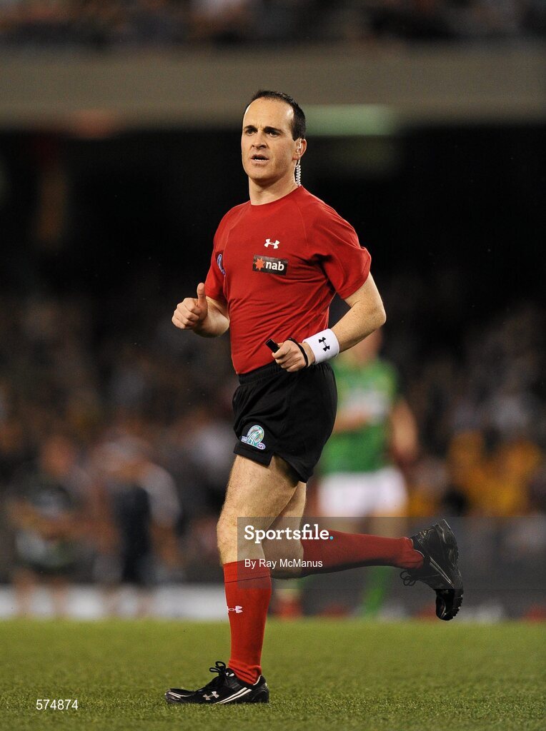 28 October 2011; David McColdrick, referee. International Rules 1st Test, Australia v Ireland, Etihad Stadium, Melbourne, Australia. Picture credit: Ray McManus / SPORTSFILE