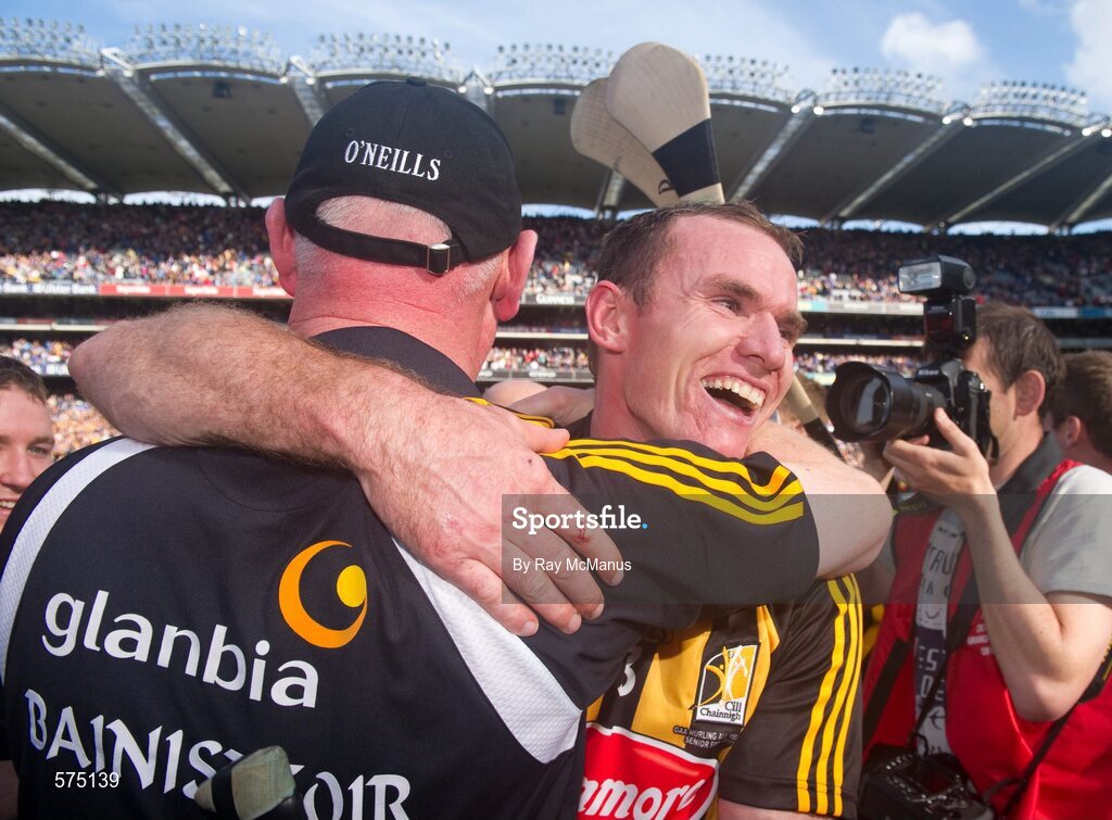 4 September 2011; Noel Hickey, Kilkenny, celebrates with manager Brian Cody, left. GAA Hurling All-Ireland Senior Championship Final, Kilkenny v Tipperary, Croke Park, Dublin. Picture credit: Ray McManus / SPORTSFILE