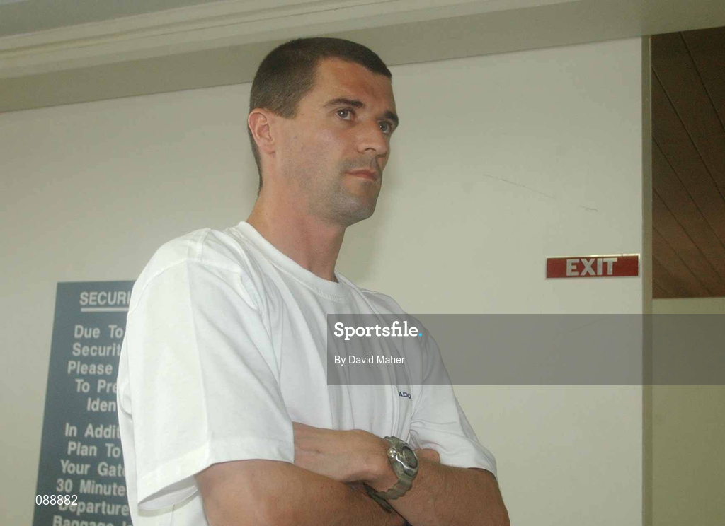 24 May 2002; Republic of Ireland captain Roy Keane departs from Saipan International Airport in Saipan, Northern Mariana Islands, after leaving a squad training camp ahead of the FIFA World Cup 2002 finals in Japan and South Korea. Photo by David Maher/Sportsfile