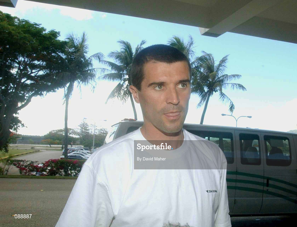 24 May 2002; Republic of Ireland captain Roy Keane departs from Saipan International Airport in Saipan, Northern Mariana Islands, after leaving a squad training camp ahead of the FIFA World Cup 2002 finals in Japan and South Korea. Photo by David Maher/Sportsfile