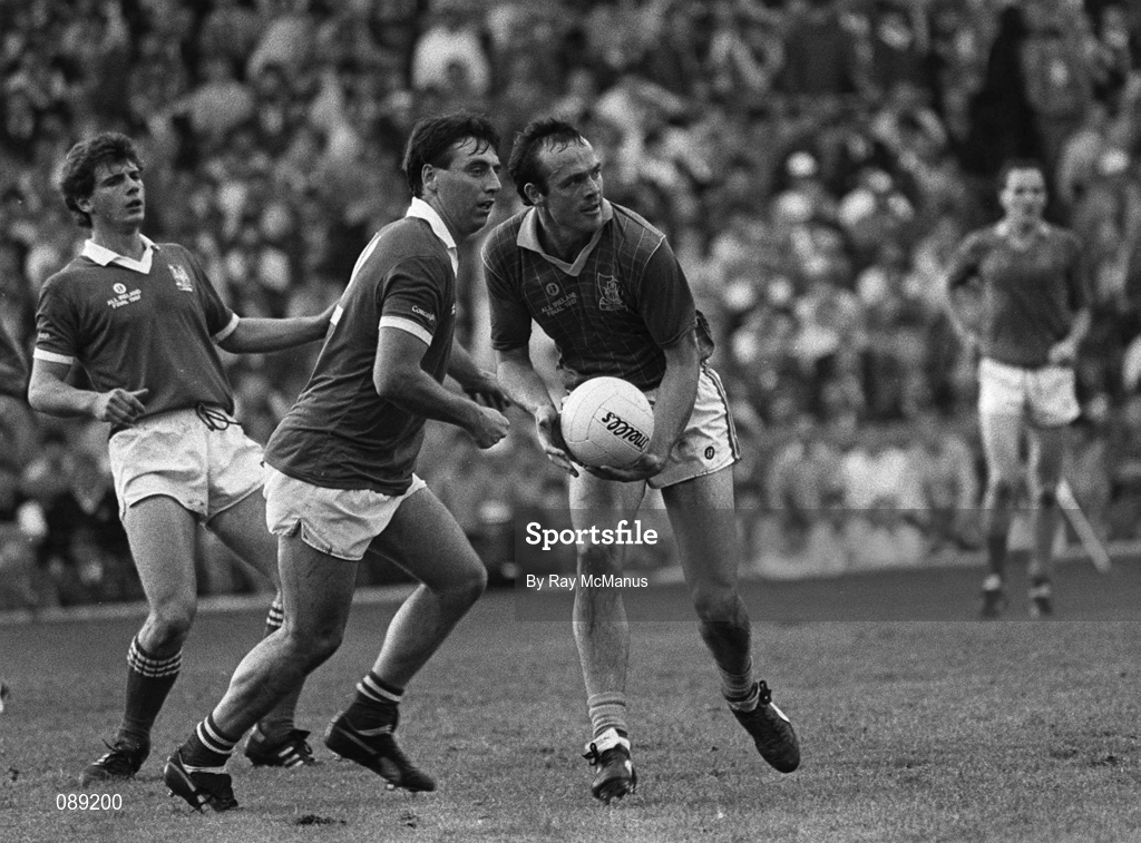20 September 1987; Mick Lyons of Meath in action against Jimmy Kerrigan of Cork during the All-Ireland Senior Football Championship Final match between Meath and Cork at Croke Park in Dublin. Photo by Ray McManus/Sportsfile