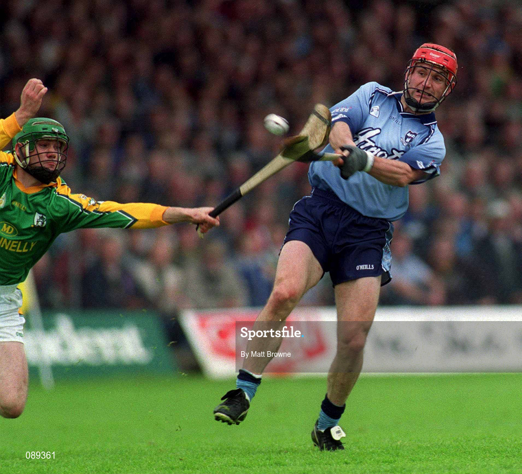 26 May 2002; David Sweeney of Dublin in action against Charlie Keena of Meath during the Guinness Leinster Senior Hurling Championship Quarter-Final match between Dublin and Meath at O'Connor Park in Tullamore, Offaly. Photo by Matt Browne/Sportsfile