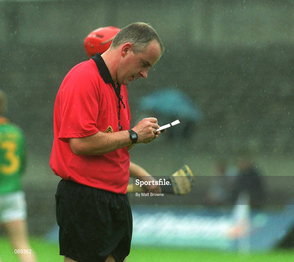 26 May 2002; Referee John Sexton during the Guinness Leinster Senior Hurling Championship Quarter-Final match between Dublin and Meath at O'Connor Park in Tullamore, Offaly. Photo by Matt Browne/Sportsfile