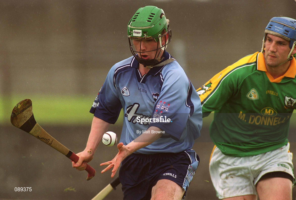 26 May 2002; Philip Brennan of Dublin in action against Dan Dorran of Meath during the Guinness Leinster Senior Hurling Championship Quarter-Final match between Dublin and Meath at O'Connor Park in Tullamore, Offaly. Photo by Matt Browne/Sportsfile