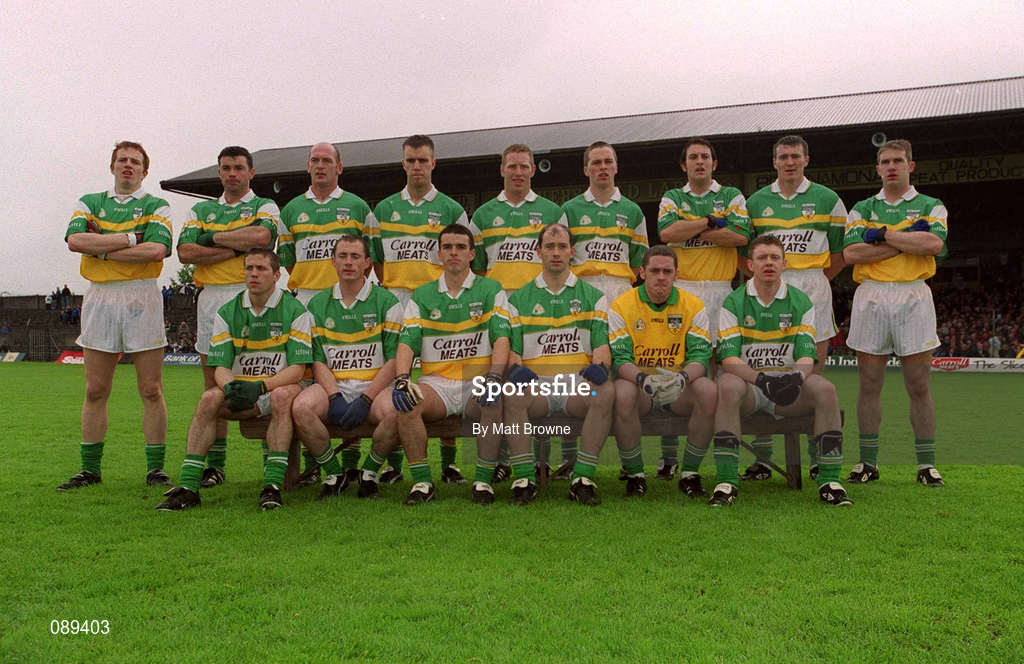 26 May 2002; The Offaly panel prior to the Bank of Ireland Leinster Senior Football Championship Quarter-Final match between Offaly and Laois at O'Connor Park in Tullamore, Offaly. Photo by Matt Browne/Sportsfile