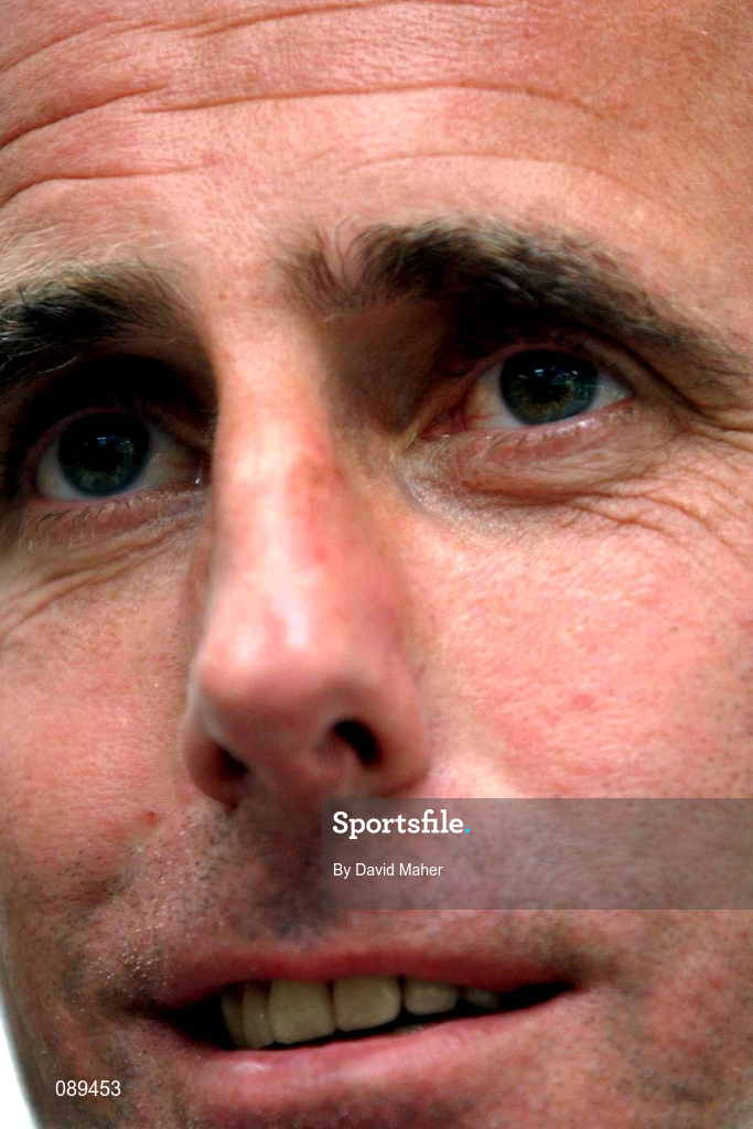 30 May 2002; Republic of Ireland manager Mick McCarthy during a press conference at Izumo Sports Park in Izumo, Japan, ahead of their first FIFA World Cup 2002 Group E match against Cameroon. Photo by David Maher/Sportsfile
