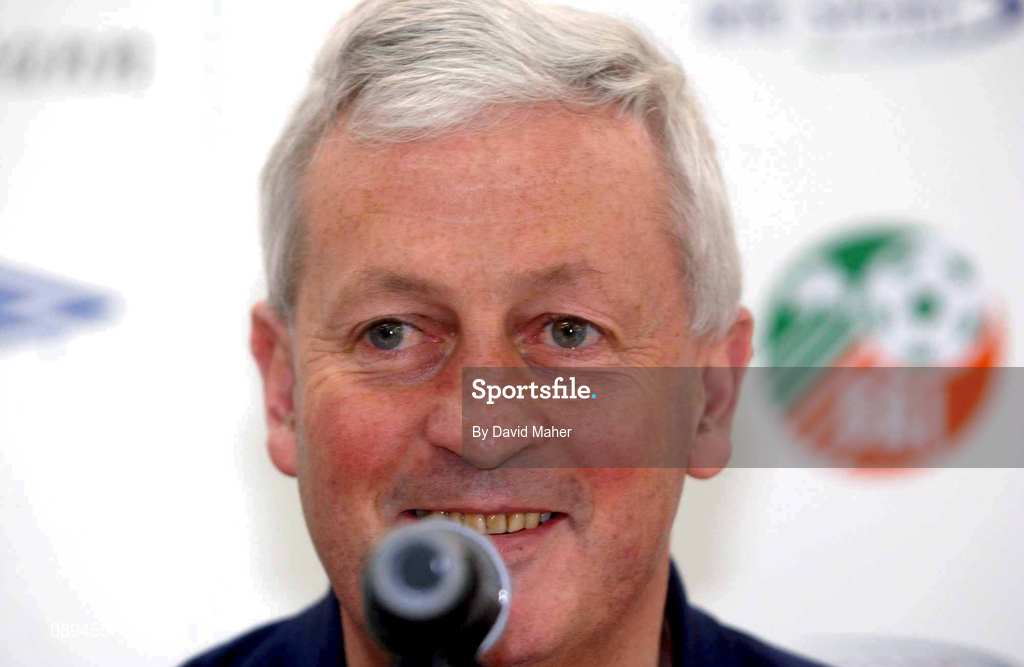 30 May 2002; FAI Chief Executive Brendan Menton during a press conference at Izumo Sports Park in Izumo, Japan, ahead of their first FIFA World Cup 2002 Group E match against Cameroon. Photo by David Maher/Sportsfile