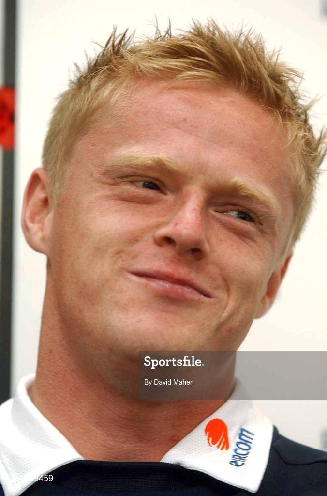 30 May 2002; Damien Duff during a press conference at Izumo Sports Park in Izumo, Japan, ahead of their first FIFA World Cup 2002 Group E match against Cameroon. Photo by David Maher/Sportsfile