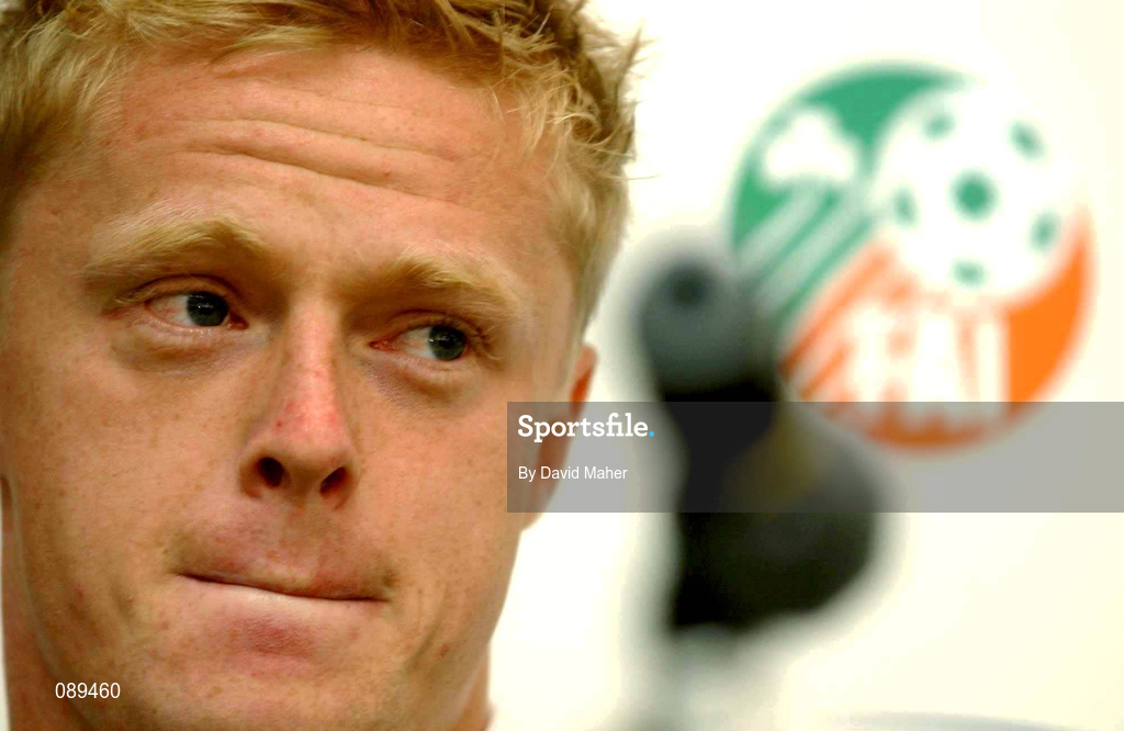 30 May 2002; Damien Duff during a press conference at Izumo Sports Park in Izumo, Japan, ahead of their first FIFA World Cup 2002 Group E match against Cameroon. Photo by David Maher/Sportsfile