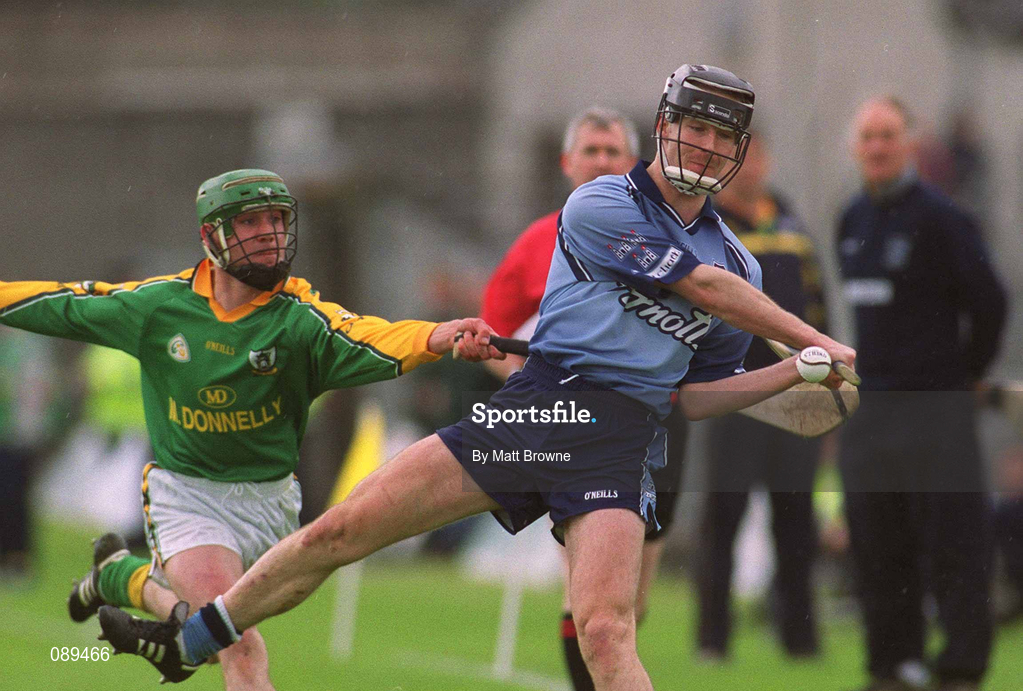 26 May 2002; Shane Martin of Dublin in action against Charlie Keena of Meath during the Guinness Leinster Senior Hurling Championship Quarter-Final match between Dublin and Meath at O'Connor Park in Tullamore, Offaly. Photo by Matt Browne/Sportsfile