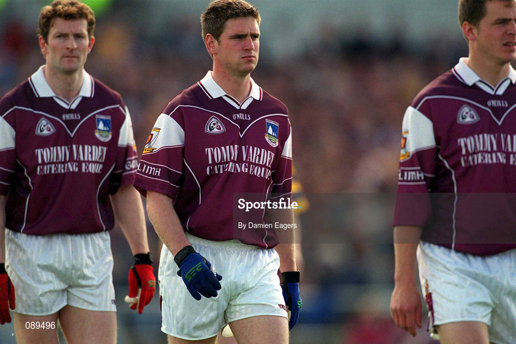 19 May 2002; Paul Clancy of Galway during the pre-match parade prior to the Bank of Ireland Connacht Senior Football Championship Quarter-Final match between Roscommon and Galway at Dr Hyde Park in Roscommon. Photo by Damien Eagers/Sportsfile