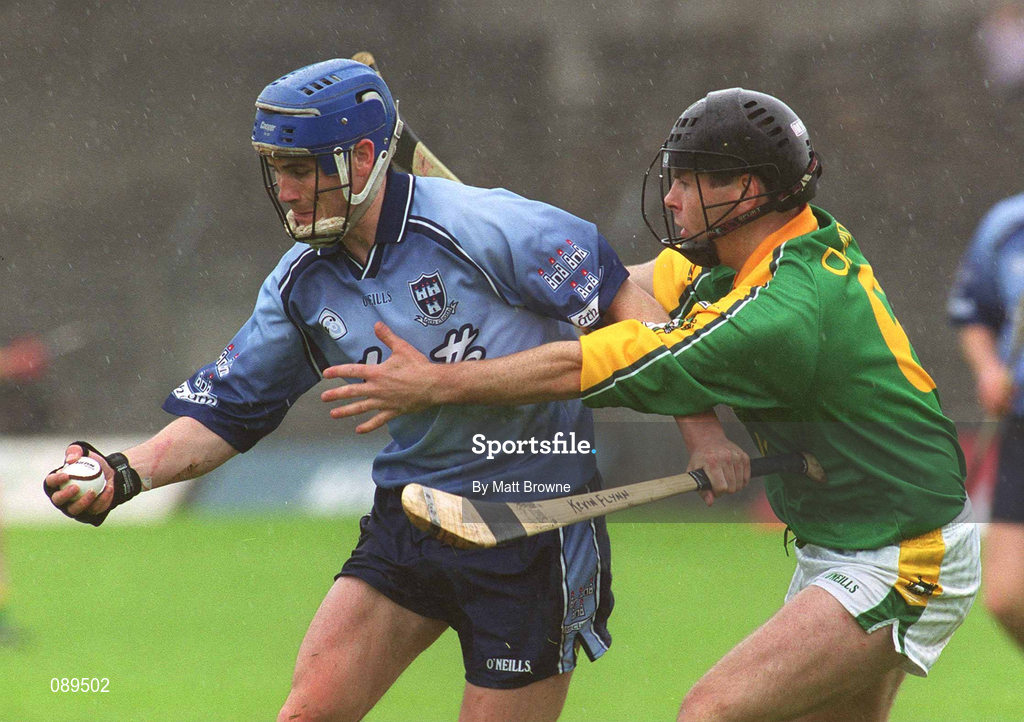 26 May 2002; Kevin Flynn of Dublin in action against Declan Murray of Meath during the Guinness Leinster Senior Hurling Championship Quarter-Final match between Dublin and Meath at O'Connor Park in Tullamore, Offaly. Photo by Matt Browne/Sportsfile