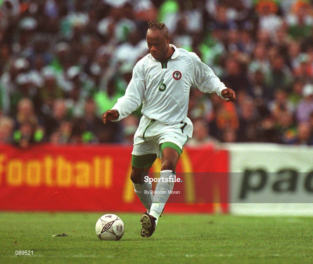 16 May 2002; Taribo West of Nigeria during the International Friendly match between Republic of Ireland and Nigeria at Lansdowne Road in Dublin. Photo by Brendan Moran/Sportsfile