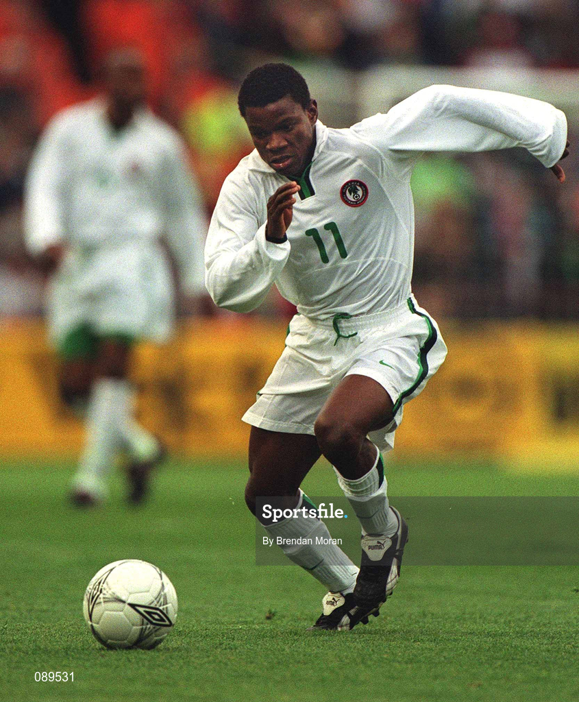 16 May 2002; Pius Ikedia of Nigeria during the International Friendly match between Republic of Ireland and Nigeria at Lansdowne Road in Dublin. Photo by Brendan Moran/Sportsfile