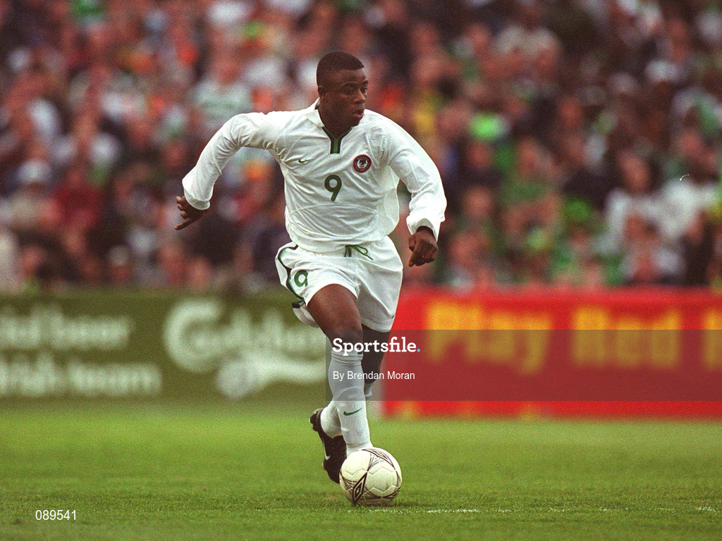 16 May 2002; Bartholomew Ogbeche of Nigeria during the International Friendly match between Republic of Ireland and Nigeria at Lansdowne Road in Dublin. Photo by Brendan Moran/Sportsfile