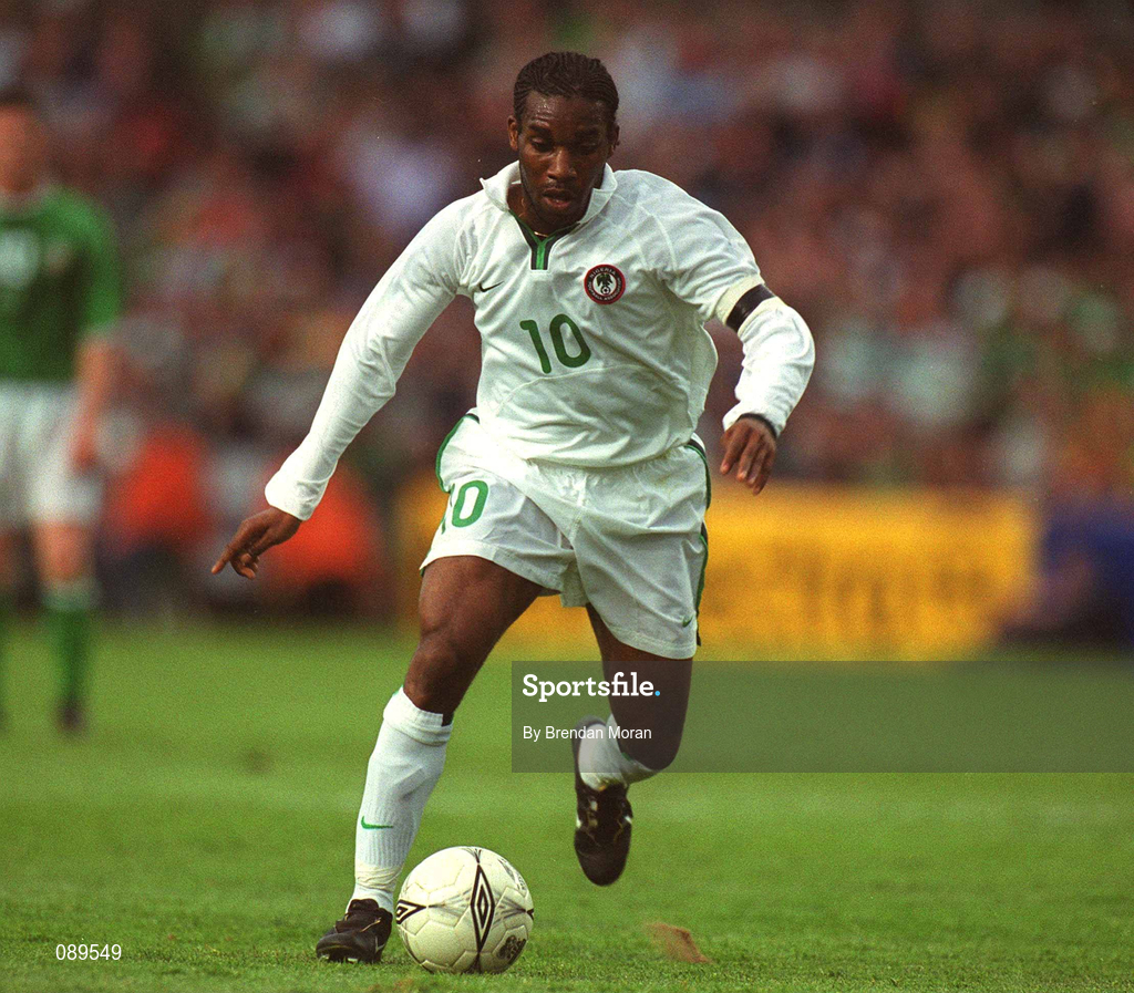 16 May 2002; Augustine Jay Jay Okocha of Nigeria during the International Friendly match between Republic of Ireland and Nigeria at Lansdowne Road in Dublin. Photo by Brendan Moran/Sportsfile