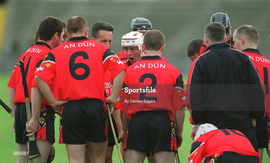 25 May 2002; Down captain Noel Sands, centre, speaks to his players before the Guinness Ulster Senior Hurling Championship Semi-Final match between Down and Derry at Casement Park in Belfast. Photo by Damien Eagers/Sportsfile