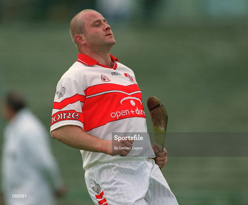 25 May 2002; Geoffrey McGonigle of Derry during the Guinness Ulster Senior Hurling Championship Semi-Final match between Down and Derry at Casement Park in Belfast. Photo by Damien Eagers/Sportsfile