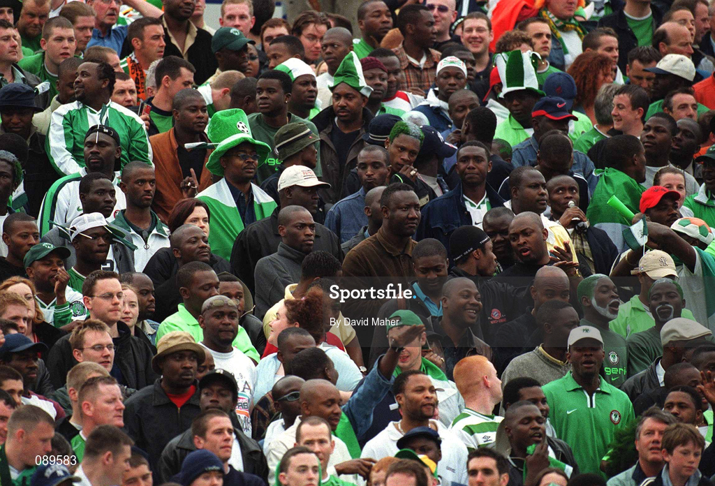 16 May 2002; Nigeria supporters during the International Friendly match between Republic of Ireland and Nigeria at Lansdowne Road in Dublin. Photo by David Maher/Sportsfile