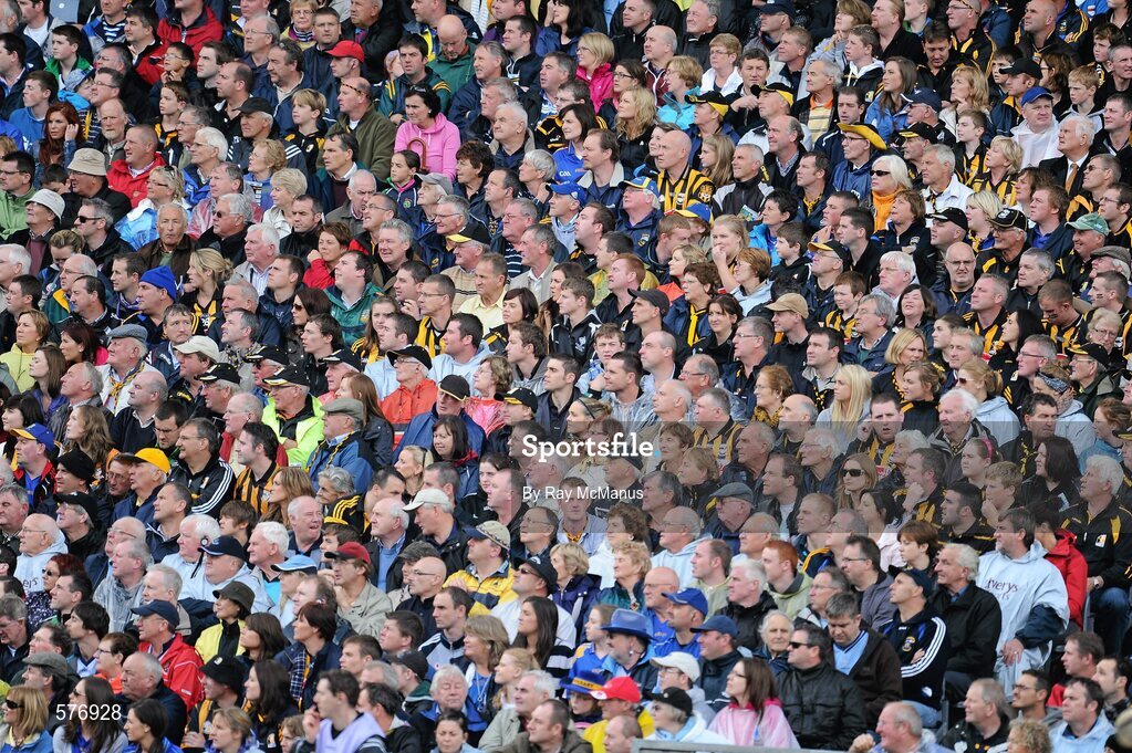 4 September 2011; Tipperary and Kilkenny supporters watch the game. GAA Hurling All-Ireland Senior Championship Final, Kilkenny v Tipperary, Croke Park, Dublin. Picture credit: Ray McManus / SPORTSFILE