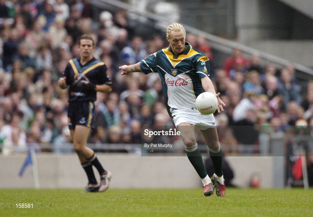 17 October 2004; Ciaran McDonald, Ireland. Coca Cola International Rules Series 2004, First Test, Ireland v Australia, Croke Park, Dublin. Picture credit; Pat Murphy / SPORTSFILE *** Local Caption *** Any photograph taken by SPORTSFILE during, or in connection with, the 2004 Coca Cola International Rules Series, which displays GAA logos or contains an image or part of an image of any GAA intellectual property, or, which contains images of a GAA player/players in their playing uniforms, may only be used for editorial and non-advertising purposes.  Use of photographs for advertising, as posters or for purchase separately is strictly prohibited unless prior written approval has been obtained from the Gaelic Athletic Association.