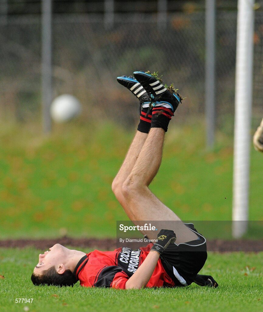 23 November 2011; Sam Oakes, Colaiste an Spioraid Naoimh, reacts after a missed goal opportunity. Corn Ui Mhuiri Senior 'A' Football Championship, Colaiste an Spioraid Naoimh v Colaiste Chríost Rí, Ballincollig GAA Club, Co. Cork. Picture credit: Diarmuid Greene / SPORTSFILE