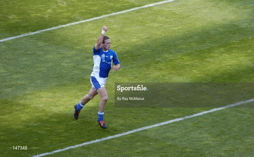 18 July 2004; Laois captain Chris Conway celebrates his late point to leave the scores level. Bank of Ireland Leinster Senior Football Championship Final, Laois v Westmeath, Croke Park, Dublin. Picture credit; Ray McManus / SPORTSFILE